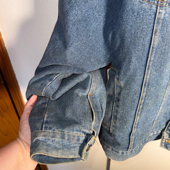 VINTAGE NORTH BAY fleece lined corduroy collar 90s grunge denim jacket XL - Picture 4 of 7